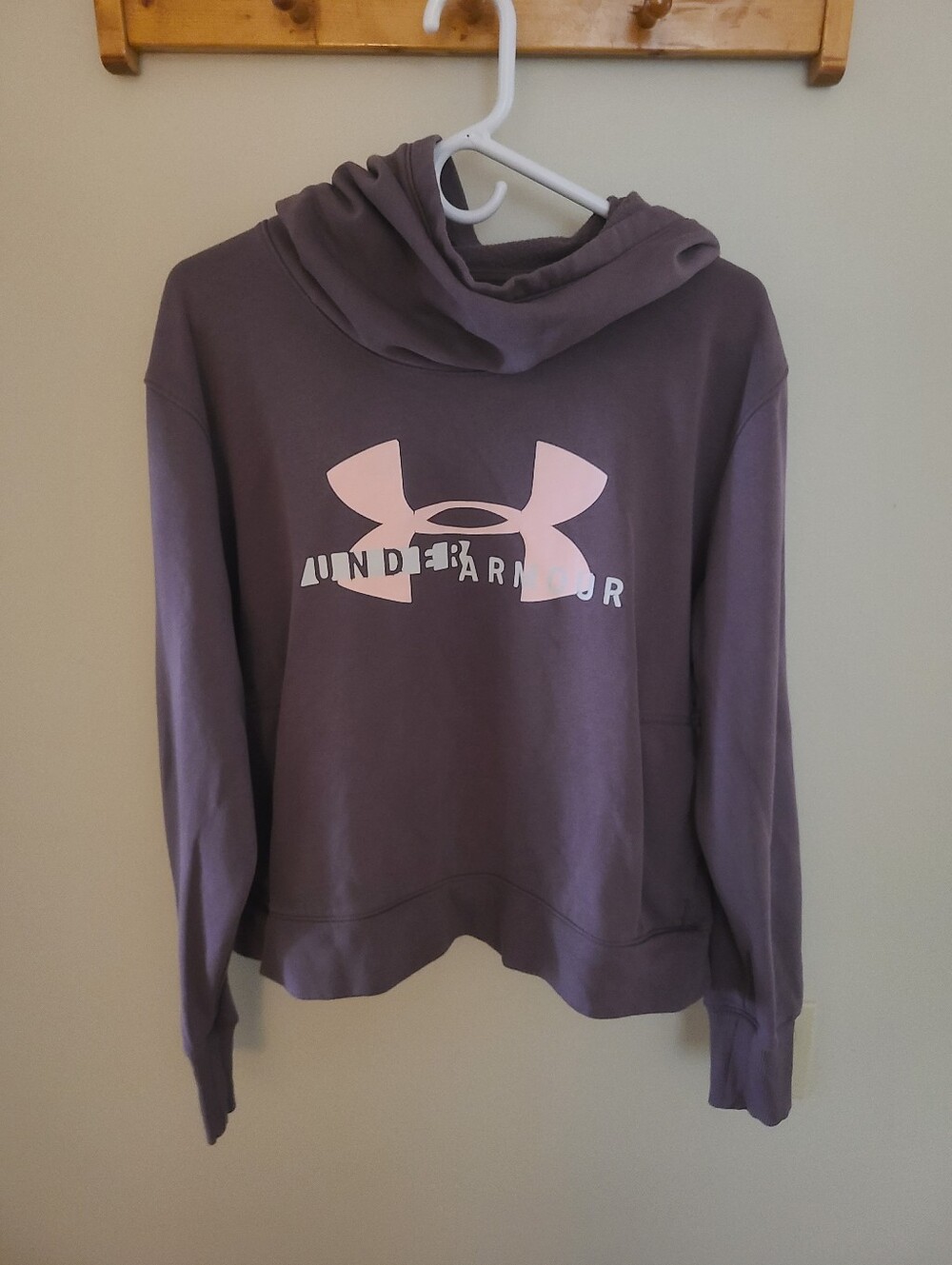 Under Armour Women's Purple Hoodie with Pink Logo